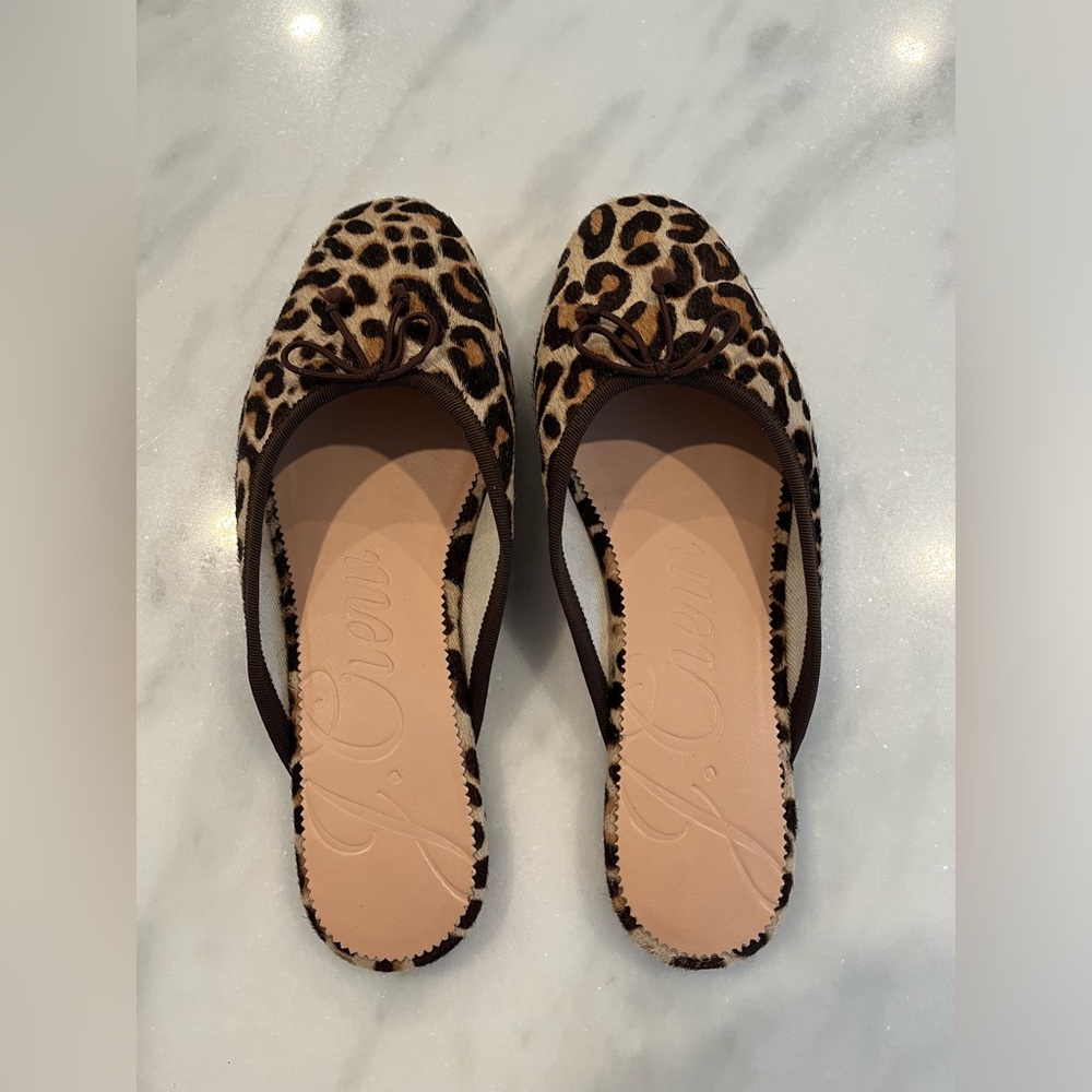 J.Crew Womens Calf Hair Zoe Mule Flats Leopard Size 7.5